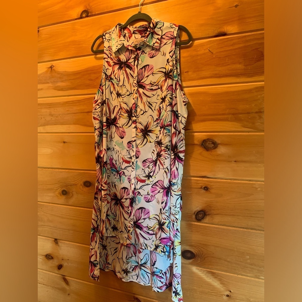 Philosophy Womens Shirt Dress Sleeveless Button Up Floral Size 1X